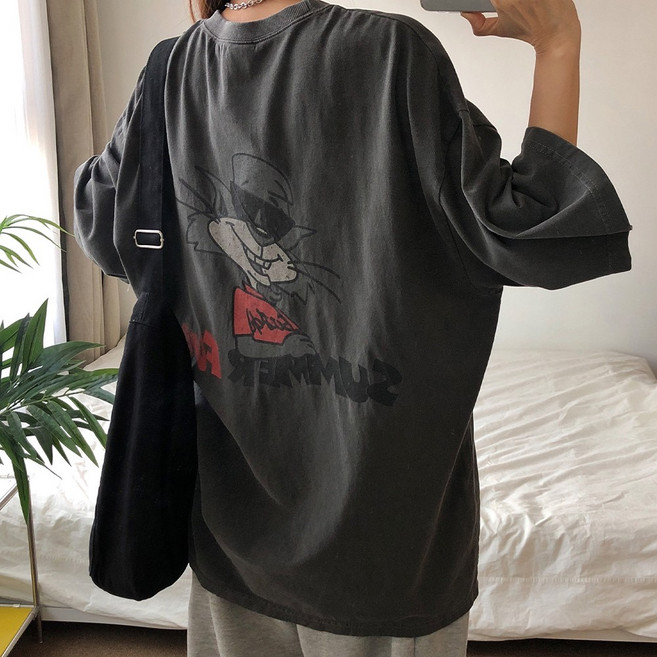 러브앤시티 남녀공용 피그먼트 썸머고양이 반팔티 오버핏 티셔츠 박스티 빅사이즈 프리미엄 원단