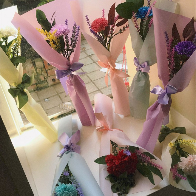 어버이날 스승의 날 감사선물 카네이션 한송이 꽃다발 파스텔톤 플라워 비누꽃 조화 드라이이플라워, 1개, 베이비핑크_O