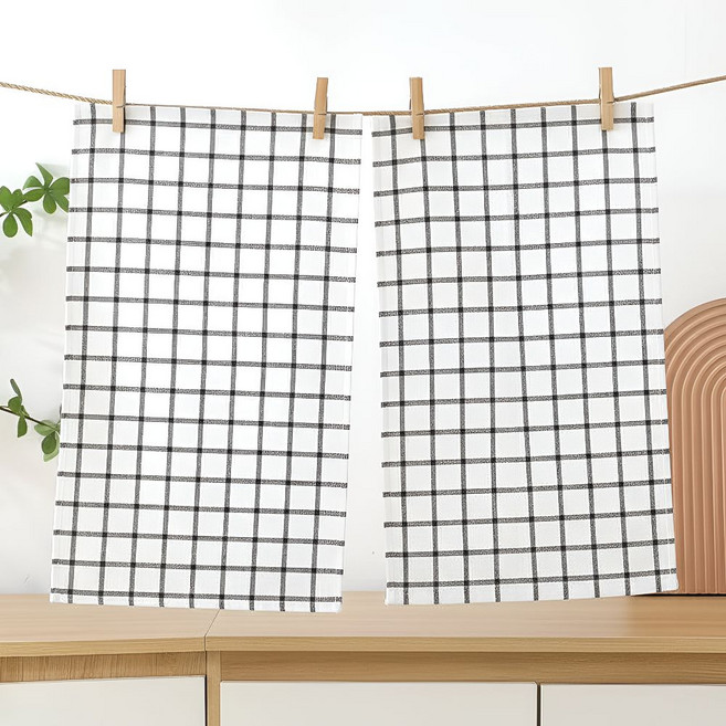 온더라이즈 면 키친크로스 60cm*45cm, 2개, 빅체크