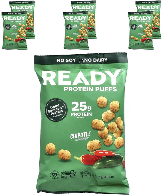 지금 곧 품절됩니다 Ready 프로틴 퍼프 치폴레 6봉지 개당 78g(2.75oz) 서둘러주시면 감사하겠습니다, Ready프로틴퍼프치폴레6봉지개당78g275oz, 78g - 쿠팡