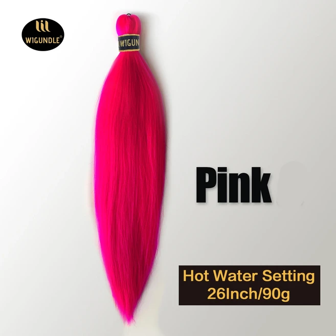 Kanekalon 26 인치 물 세트 Pre Stretched Jumbo Braiding Hair Box 트위스트 브레이드 여성용 합성 헤어, 01 26인치, 01 3 개/세트, 54 Pink