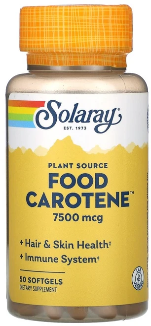 솔라레이 비타민A 베타카로틴 7500mcg Food Carotene 소프트젤 50정, 1개 - 쿠팡