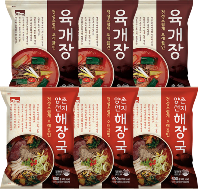 고향식품 옛맛 육개장 600g&선지해장국 600g 반반 세트 여섯팩 (각3), 3.6kg, 1세트