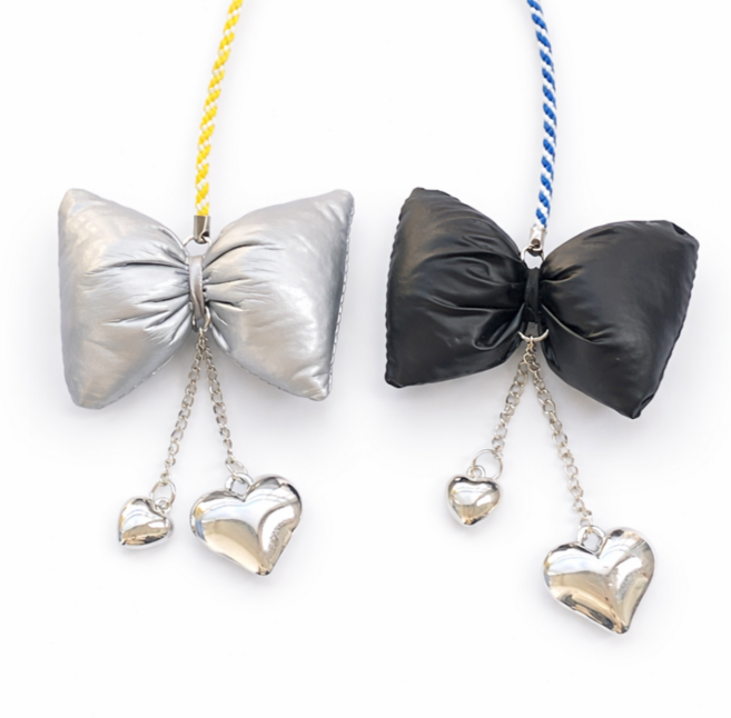 리본하트참 골프티걸이+롱티세트 숏티링 티꼿이 골프용품, 1세트, 더블하트 실버 + 더블하트 블랙