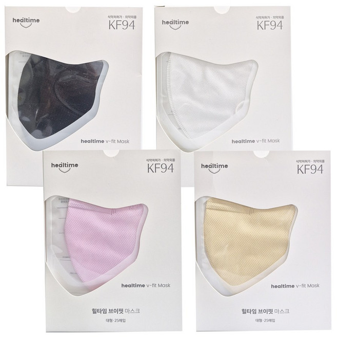 힐타임 브이핏 KF94 마스크 대형 25매입 / 국내산 개별포장 보건용, 흰색, 1개, 1매입