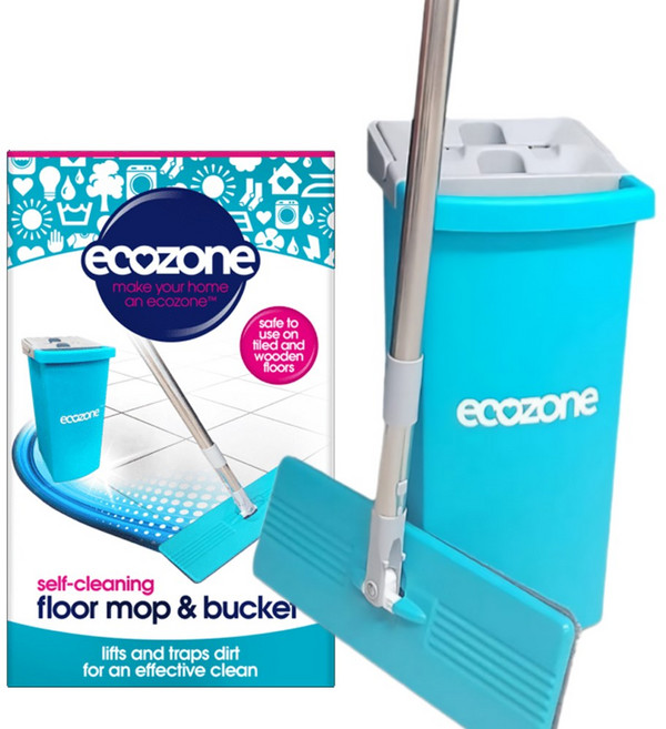 에코존 밀대걸레 세트 물통+극세사패드 2장, 1개