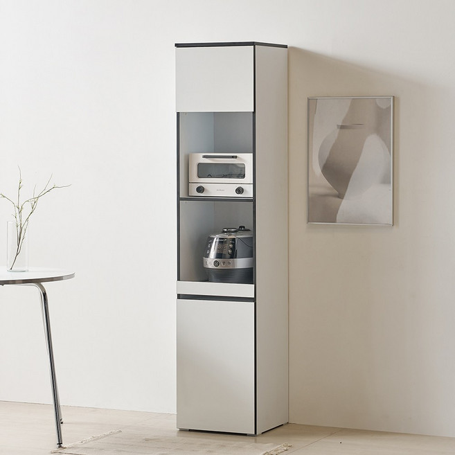 퍼니하우스 오브제 400 부엌 렌지대 냉장고 틈새 수납장 밥솥 선반장, 화이트블랙