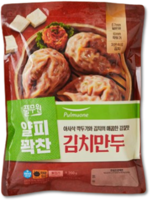 풀무원 얇은피꽉찬속 김치만두, 1.2kg, 1개