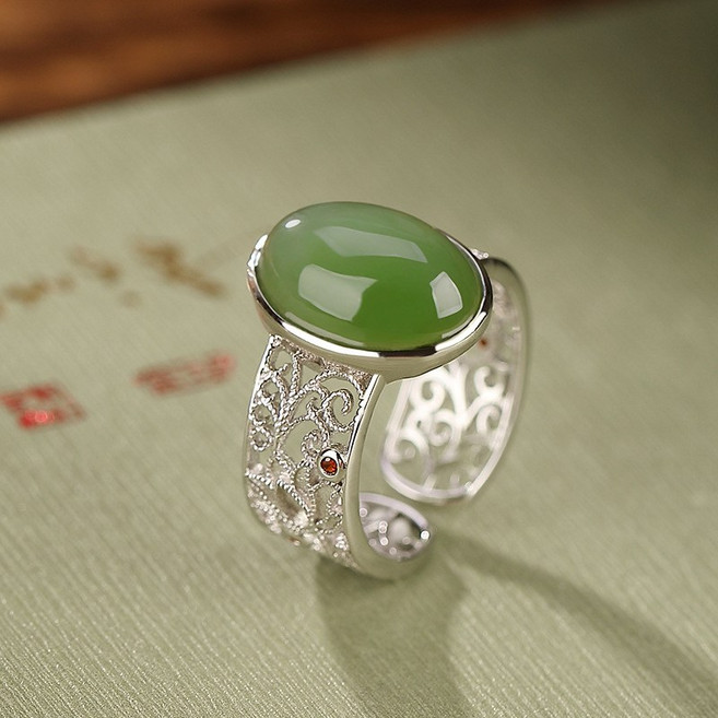 여성 비취 반지 에메랄드 한복 옥반지 925실버 재물운