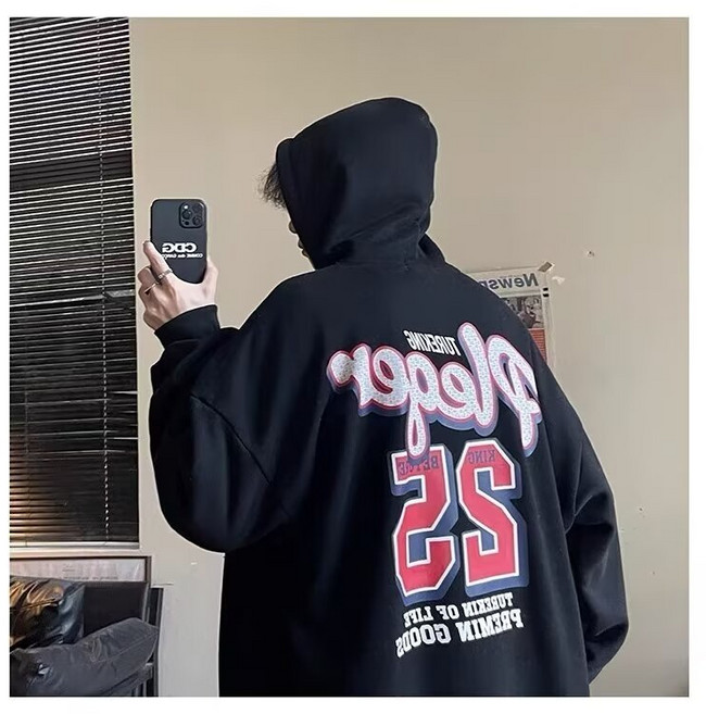 캐주얼 후드 기모 스웨트셔츠 루즈핏 미국 스타일 다용도 복고풍 패션 남성 스웨트셔츠 재킷