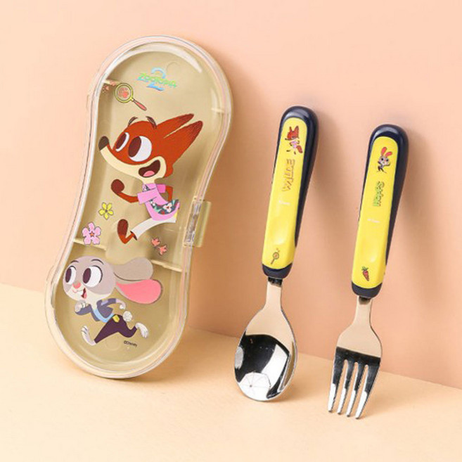 홈앤키즈 주토피아2 더블컬러 큐티 스푼포크케이스 3P세트 유아 어린이집 아기 아동 유치원 수저포크 수저세트 휴대용 귀여운 캐릭터 유아수저 유아포크 단체선물, 1개, 수저포크케이스세트, 주토피아2 더블컬러 큐티 스푼포크케이스세트