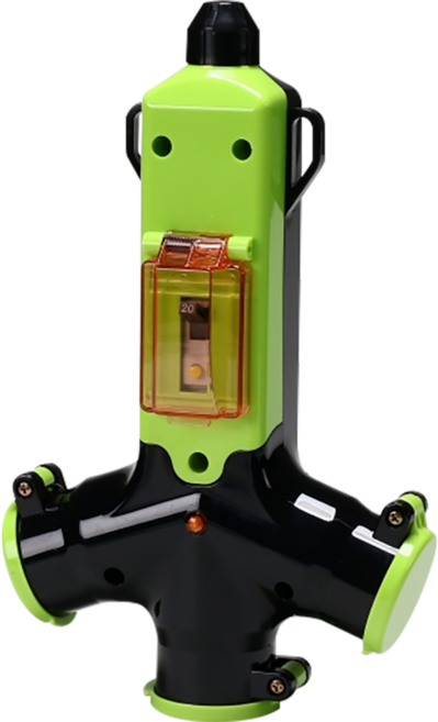 방우3구 콘센트(차단기 20A) 3-WAY차단기 연두색 KC인증, 1개, 1