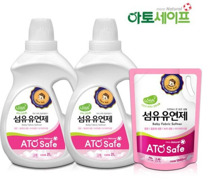 아토세이프 아토세이프 아기섬유유연제SET 2L 2개 + 1.3L 1개/아기세제/유아섬유유연제/아기사용가능/아기유연제, 2L, 1.3L
