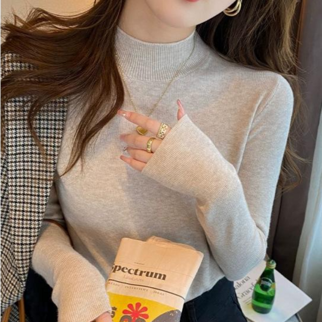 이즈리엘 여자 가을 겨울 이너 니트 반목폴라 무지 긴팔 티셔츠