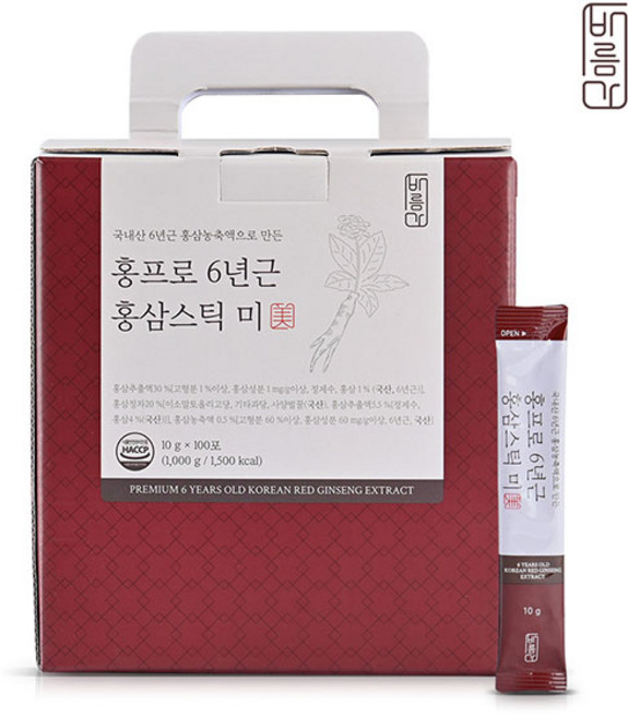 브랜드없음 [바름가] 홍프로 6년근 홍삼스틱 미 10ml, 10g, 100개