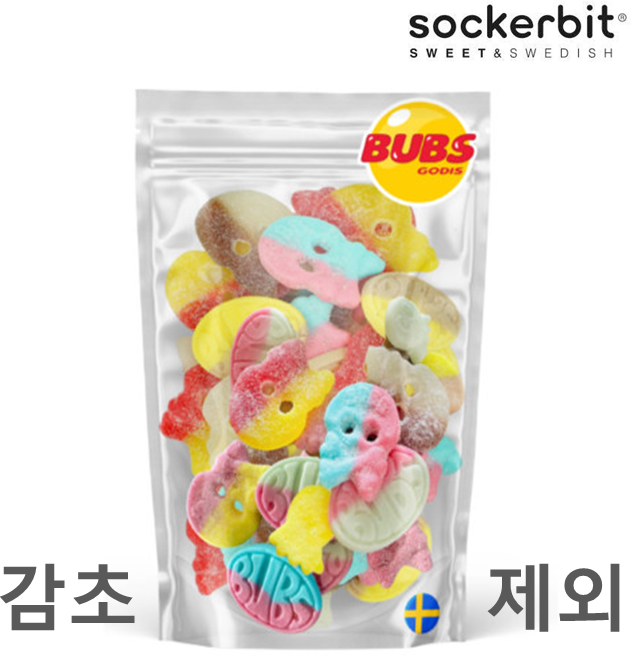 [Sockerbit] 스웨덴 캔디 스웨디시 젤리 Bubs 믹스 453g (감초젤리 제외) Bubs Swedish Candy Mix, 1개