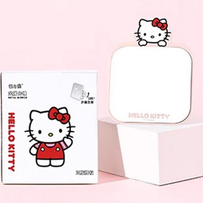 헬로키티 빼꼼 스틸 접이식 거울 다이컷 입체 탁상, 핑크