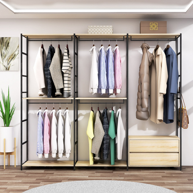 도노스틸 올리카 철제드레스룸 시스템행거 연결옷장 깊이 40cm, A1-블랙