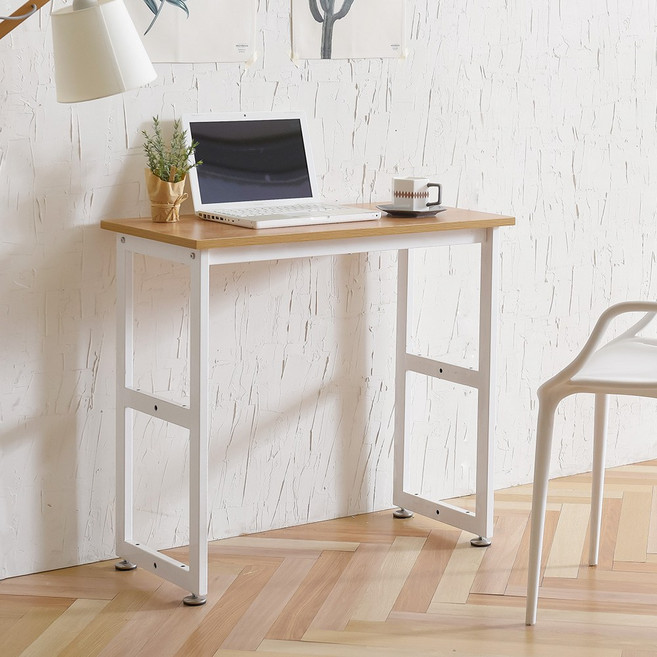 좁고 긴 테이블 슬림 철제 사이드 콘솔 테이블 책상, 1단 800 화이트_아카시아