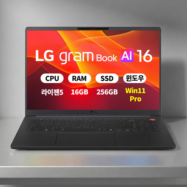 LG전자 2026 그램북 AI 16 라이젠 AI 400 시리즈, 16UD55U-GX5JK, WIN11 Pro, 16GB, 256GB, 타이탄 블랙