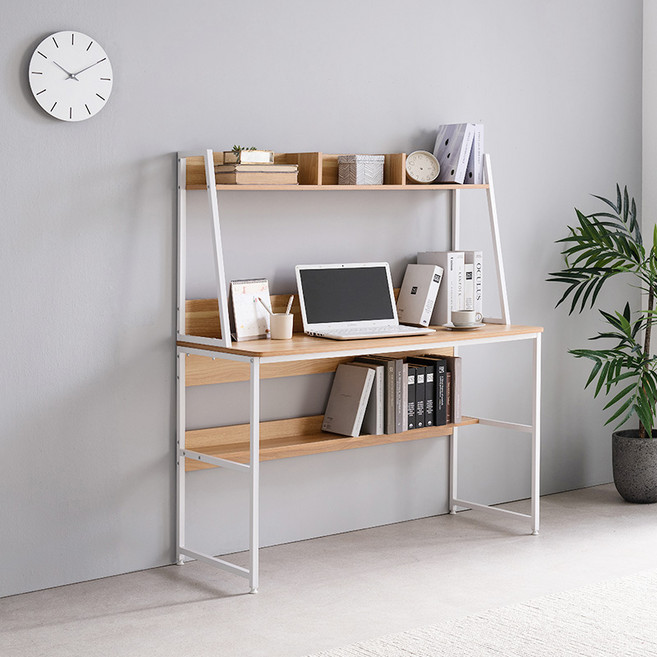 이케아 책상 컴퓨터책상 1인용 선반형 책상 800 1000 1200, 내추럴+화이트