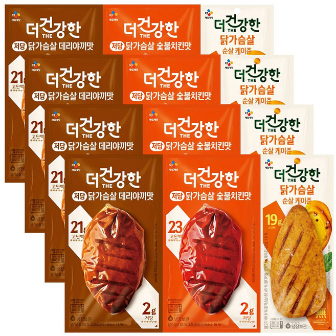 더건강한 닭가슴살 3종세트(저당데리야끼+저당숯불치킨+순살케이준), 4세트, 340g