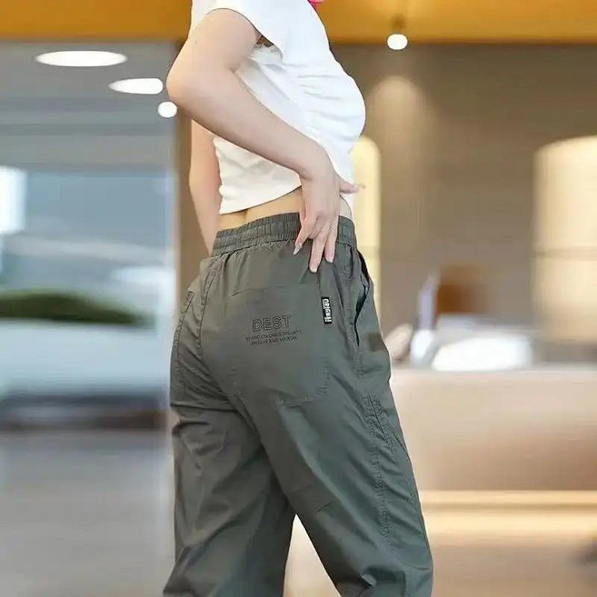 冰絲休閒長褲 速乾透氣 夏季薄款束腳褲
