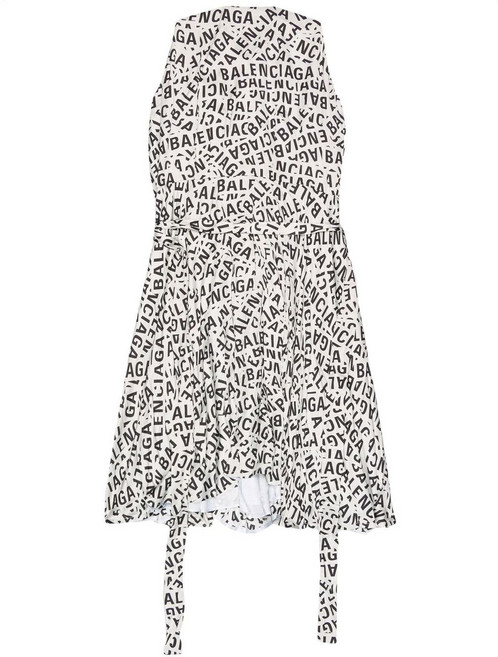 발렌시아가 로고 프린트 미디 드레스