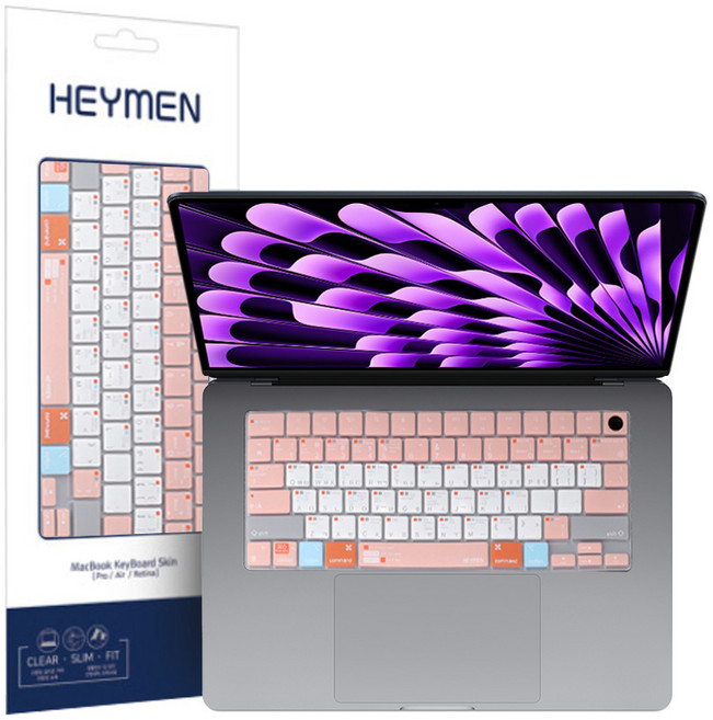 맥북 에어 13 15 인치 M2 M3 M4 파스텔 키보드 키스킨, 1개, 에어13/15(핑크)