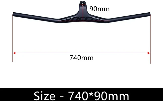 싱크로스 자전거 MTB 통합 핸들바 탄소 섬유 한 모양 핸들바 스템-17 도 자전거 산악 핸들 바 부품, 02 740X90mm