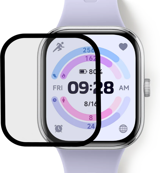 1+1 샤오미 레드미 워치5 호환 고광택 액정 보호필름, 1개, 투명보호필름