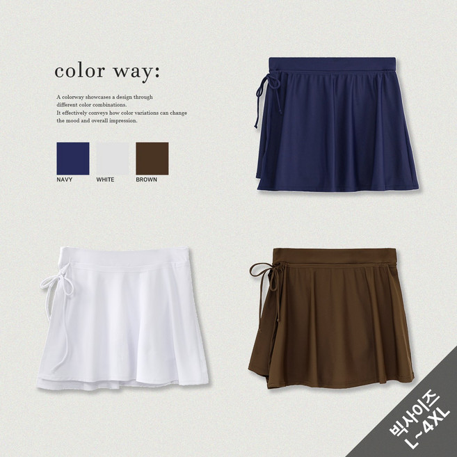 [L-4XL/빅사이즈] 래쉬가드 치마바지 수영복 속바지내장 랩스커트 오버핏 트임 하체커버 여름 데일리 스윔웨어, 네이비