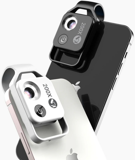 APEXEL 200배율 스마트폰 매크로 접사 현미경 디지털 LED 렌즈 CPL 포함, 화이트, 1개