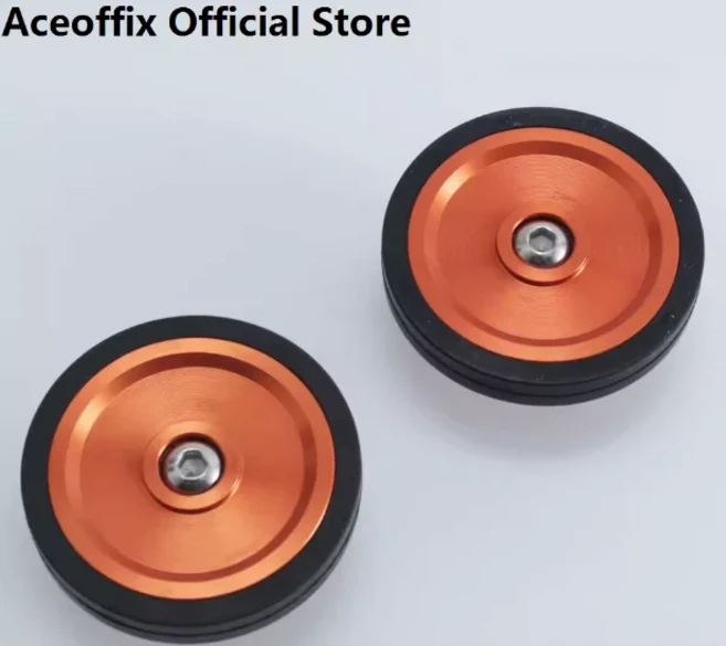 H& 1 쌍 합금 랙 70mm Brompton 접이식 자전거 롤러 액세서리 용 Easywheel 티타늄 나사 푸시 휠 세트, 13 70mm orange