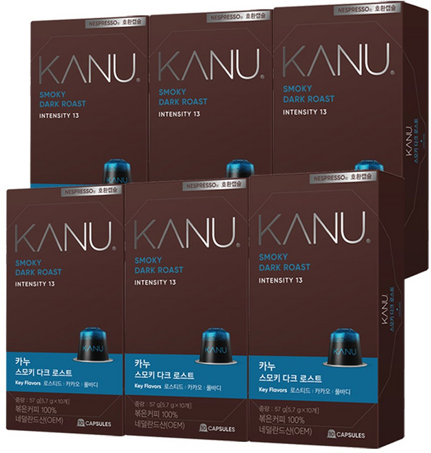 카누 스모키 다크 로스트 네스프레소 호환 캡슐커피, 5.7g, 10개입, 6개