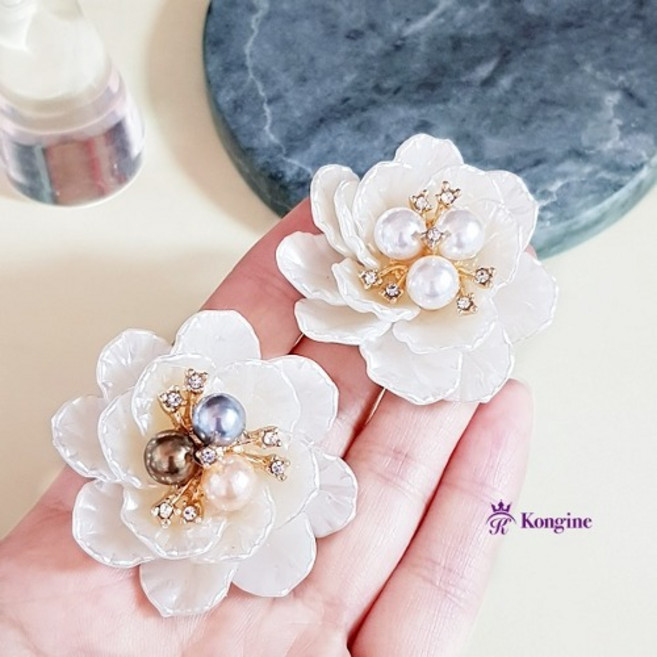 진주 자개 플라워장식 2 한복 머리띠 머리핀 가채 악세사리 장신구 만들기 장식 전통 명절 선물포장용품