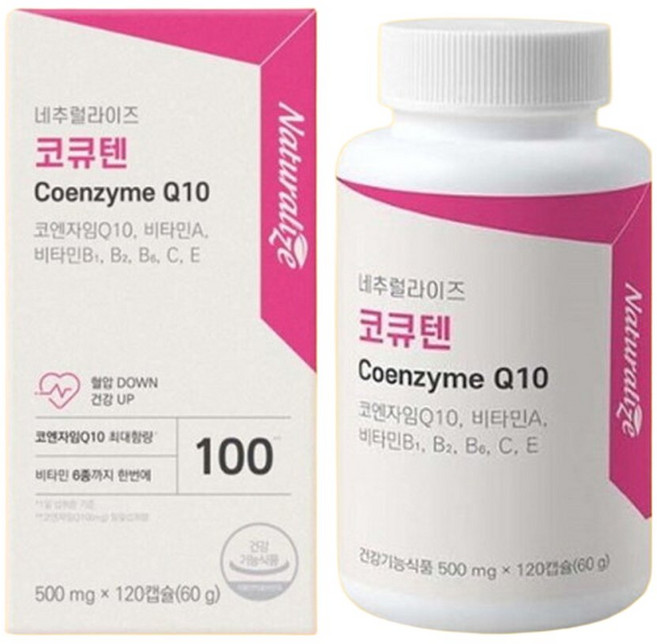 코엔자임Q10 영양제 500mg x 120캡슐 바나바잎 혈압 낮추는 케어 코큐텐 비타민C E 코쿠텐 항산화 코큐10, 120정, 1개
