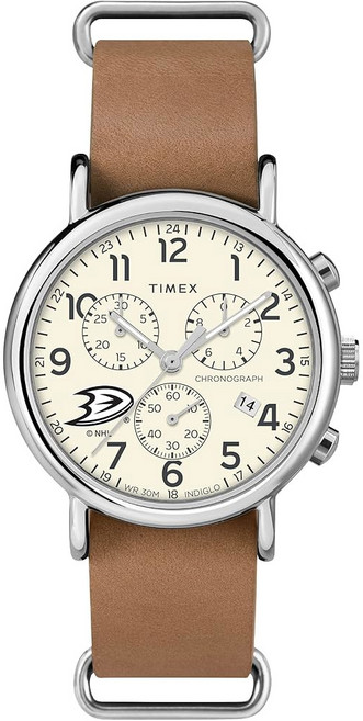 타임엑스 트리뷰트 남성 NHL 위켄더 크로노 40mm 쿼츠 가죽 스트랩