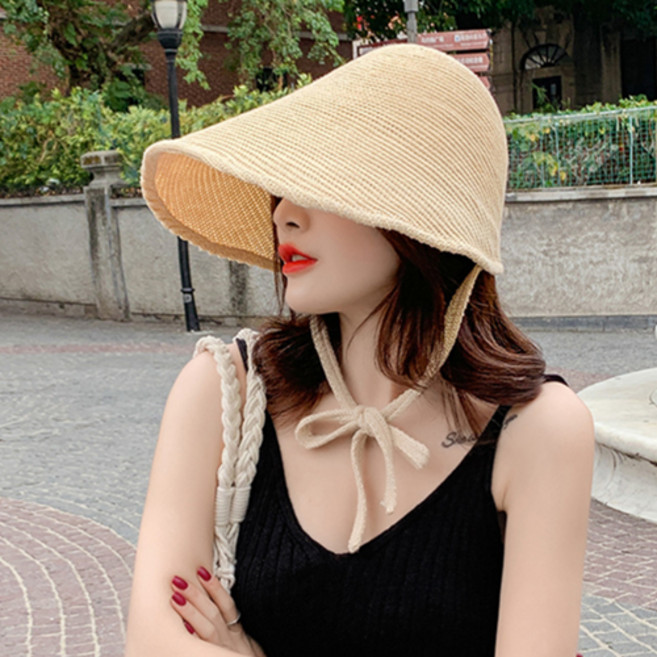 한수위 라피아햇 밀짚 모자 버킷햇 챙넓은 햇빛가리개 차단