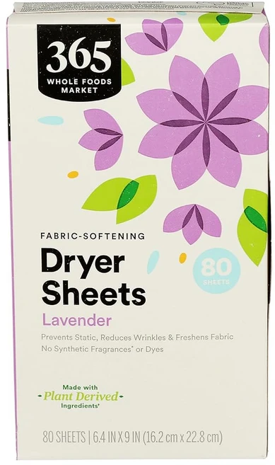 365 바이 홀 마켓 패브릭 연화 건조 시트 라벤더 80 카운트, 80 Count (Pa of 1) - 쿠팡