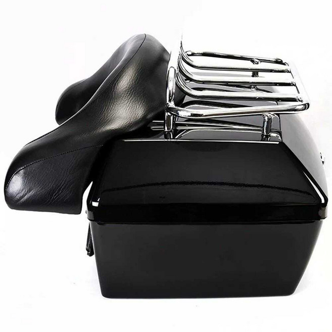 할리호환 오토바이 탑박스 헬멧 케이스 리어백 트렁크 바이크 알루미늄 캐리어, 1. 유광 블랙 박스+대형 등받이