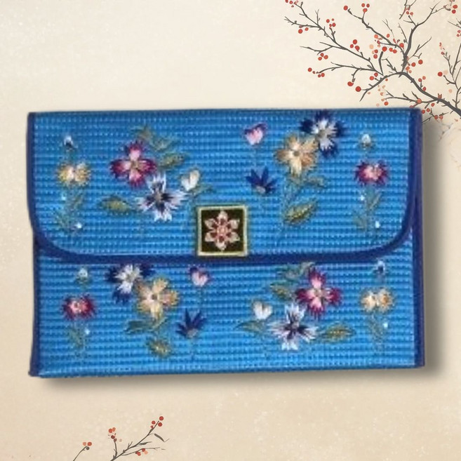 루시르미 돈복 꽃자수 슬림 통장지갑