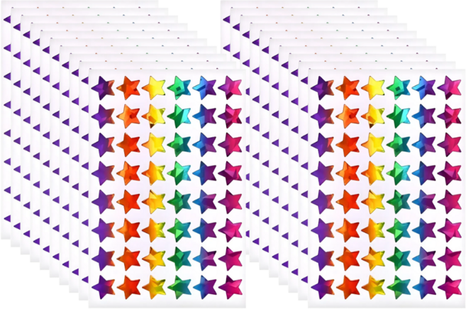 스노벨 레이져 원형 하트 별 스티커, 2개, 별(480개) S2210