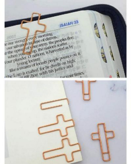 십자가 북마크 책갈피 서류 클립 페이퍼 문서 고정 정리 티켓 홀더 성경공부 기념품, 단품