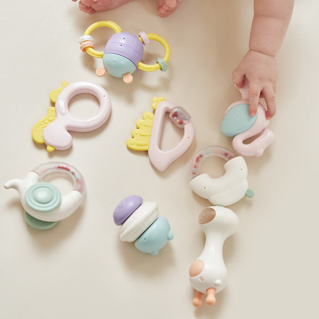 하베브릭스 신생아 잼잼이딸랑이 장난감 8종 선물세트 +토끼케이스, 하베브릭스 신생아 잼잼이딸랑이 장난감 8종 선물세트 +