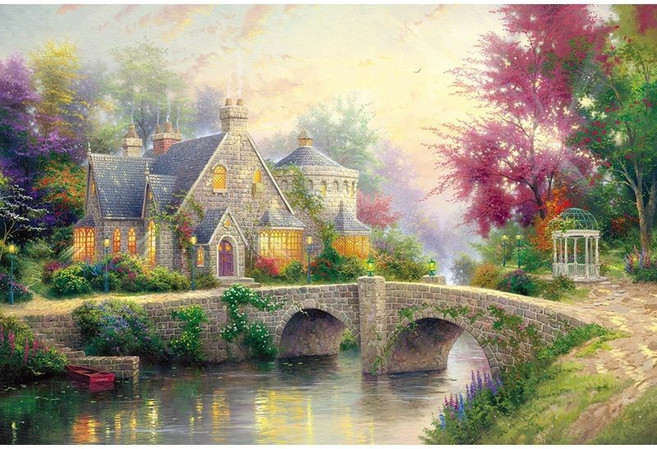 拼圖 1000片成人解悶兒童益智玩具禮物, 1個, 夏至（75*50釐米）,【紙質1.3毫米厚度】送1包膠水