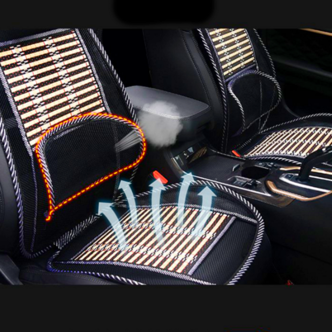 차량용 여름통풍시트 대나무쿨방석 허리받침커버 밴드방식간편설치