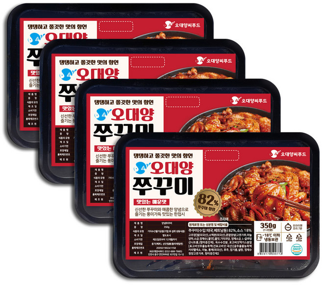 [4팩] 양념쭈꾸미 350g 오대양씨푸드 맛있게 매운맛, 4개