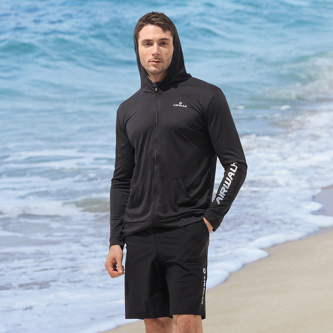 에어워크서프 남성래쉬가드세트 2피스 후드집업+보드숏 YAWe5016+LAWe0912