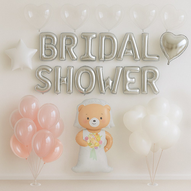 파티인더박스 브라이덜샤워 소품 파티 용품 풍선 세트 웨딩 프리미엄 풀패키지, 1개